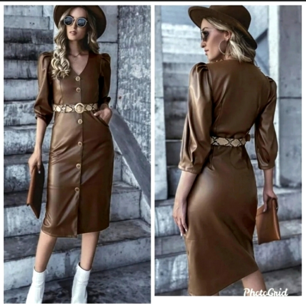 LAST ONE NWT ZARA Blogger's Fav. Faux Leather Dress
